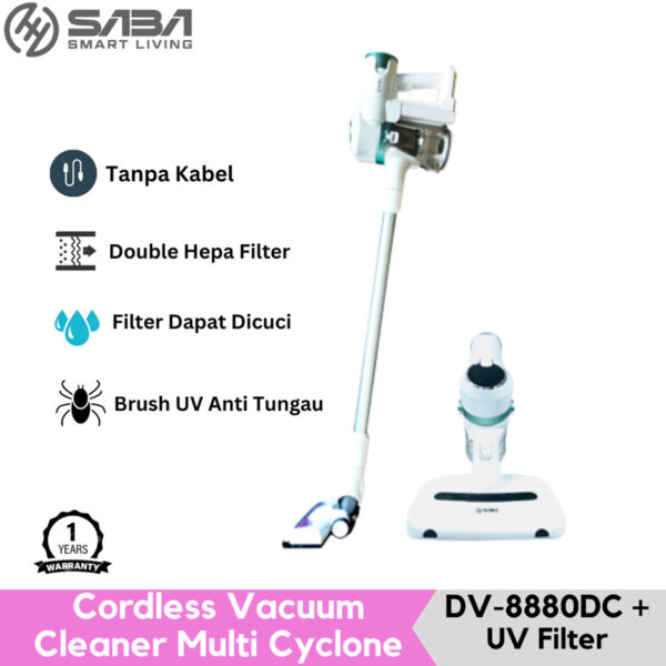 SABA Smart Living Cordless Vacuum Cleaner DV-8880DC | UV Anti Tungau