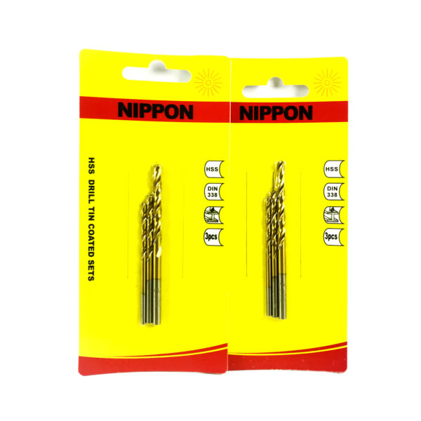 Nippon Mata Bor Besi Baja Set M2 Tin Coated Nippon
